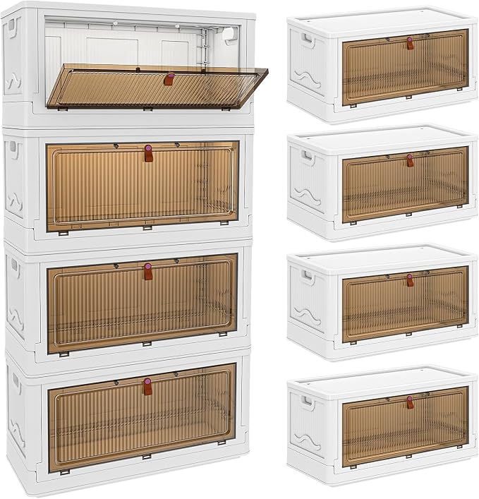 4 Tier Storage Bins with Lids 102QT, Stackable Storage Containers with Wheels - Image 2