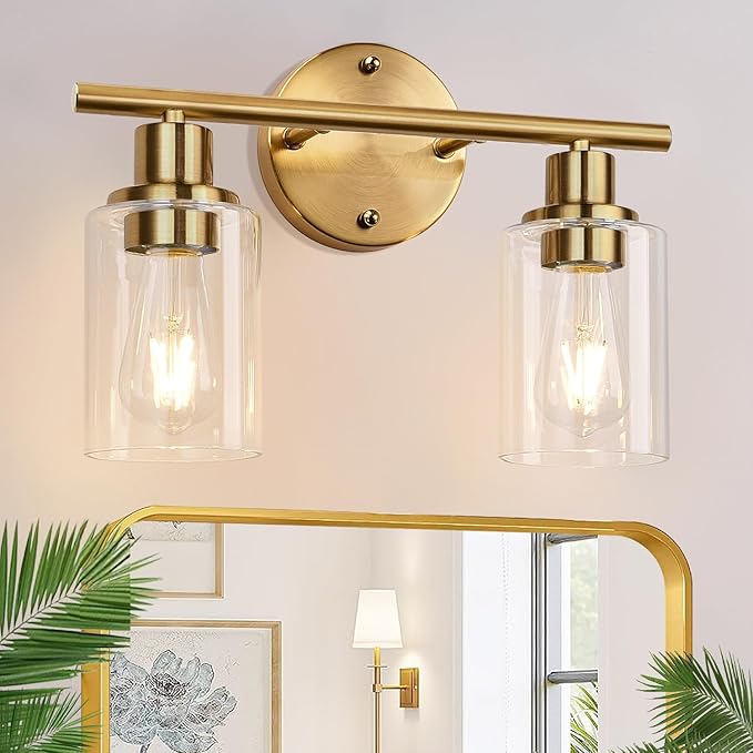 2-Light Bathroom Light Fixtures, Brushed Gold Vanity Light, Modern Vanity Lights by Zarbitta