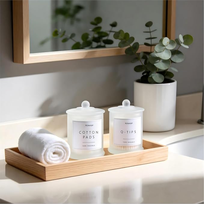Qtip Holder & Cotton Pad Dispenser, Bathroom Organizer and Storage Canisters - Image 2