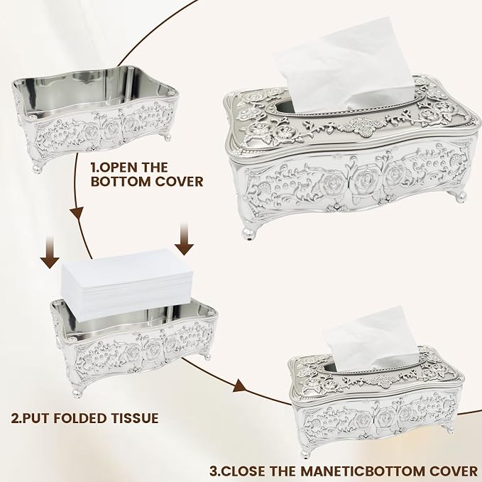 Geesatis Tissue Box Cover, Rectangle Tissue Box Holder, Rectangular Napkin - Image 3