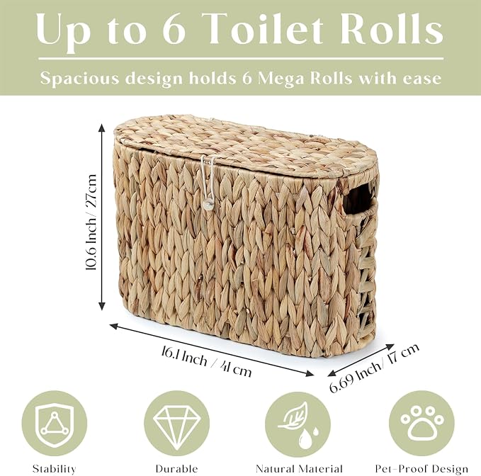 YANGQIHOME Toilet Paper Storage, Water Hyacinth Toilet Paper Storage - Image 3