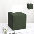 HOMOTEK 2 Pack Tissue Box Cover, Square PU Leather Tissue Holder, Decorative by HOMOTEK