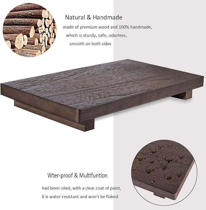 zoocatia Small Wood Tray Pedestal Stand Farmhouse Bathroom Decor Decorative - Image 2