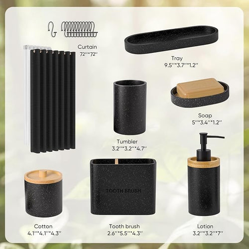 20PC Black Modern Bathroom Accessories Set - Image 2