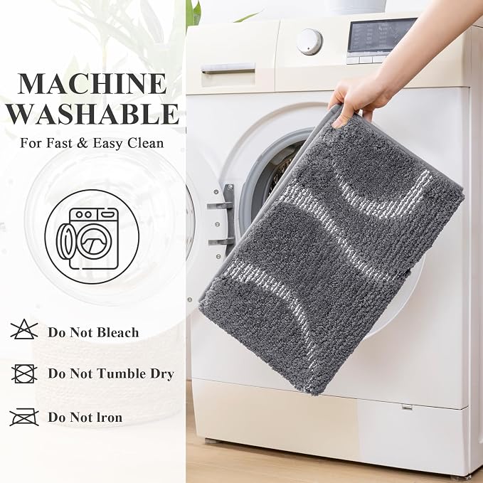 HEBE Bathroom Rugs Sets 5 Piece, Soft Absorbent Microfiber Bath Mat - Image 6