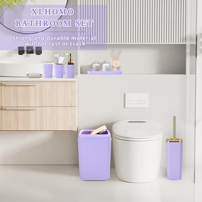 Purple Bathroom Accessories Set, Soap Dispenser, Soap Dish, Toothbrush Holder - Image 7