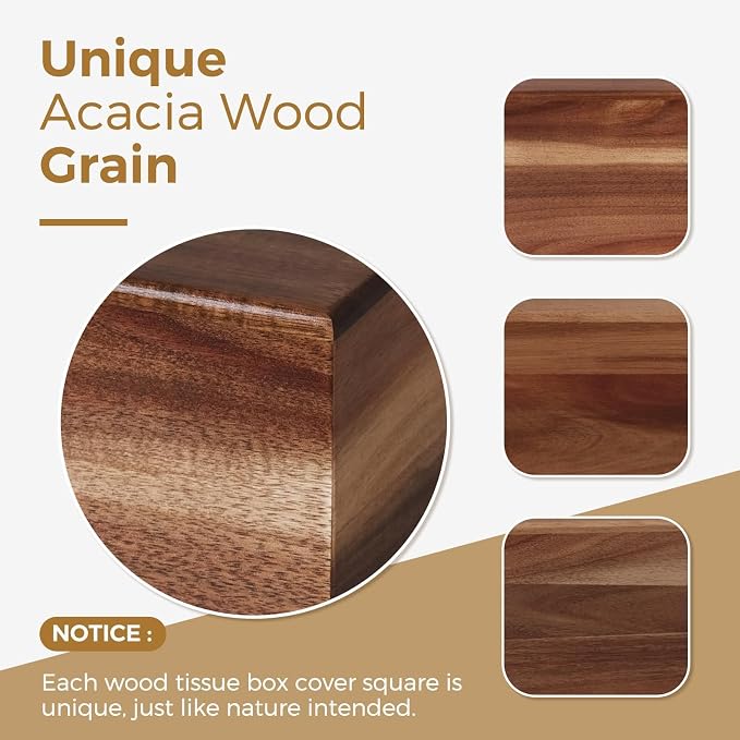 Wood Tissue Box Cover， Acacia Wood Tissue Box Cover Square, Decorative Cube - Image 8