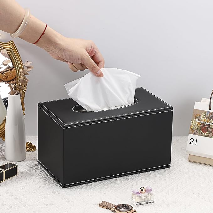 Sumnacon Tissue Box Cover Rectangle Leather Tissue Box - Image 2
