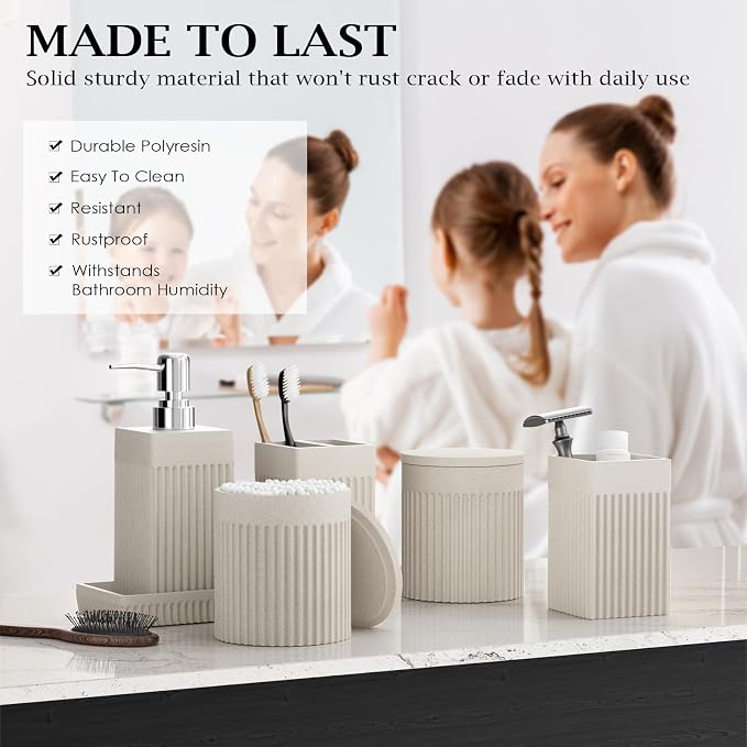 6-Piece Beige Bathroom Set - Image 3