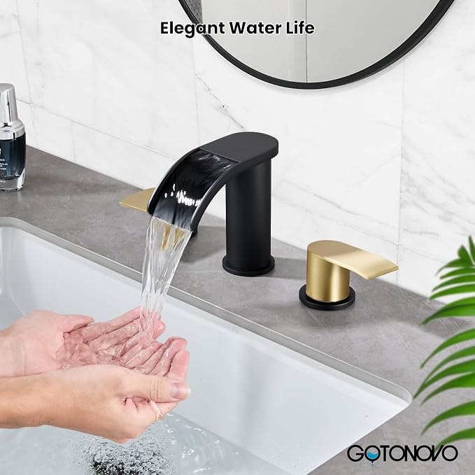 gotonovo Waterfall 8 inch Widespread Bathroom Faucet Set Bathroom Sink Faucet 3 - Image 2