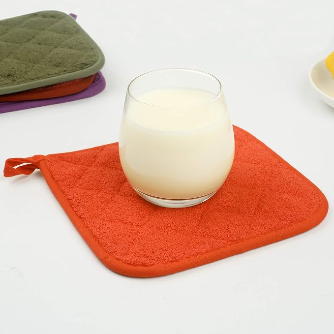 100% Cotton Kitchen Everyday Basic Terry Pot Holder Heat Resistant Coaster - Image 8