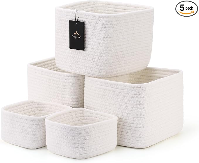 5-Pack Storage Cubes Woven Rope Baskets by Unknown