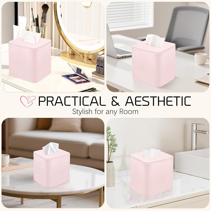 Tissue Box Holder Square PU Leather Stylish Facial Tissue Box - Image 8