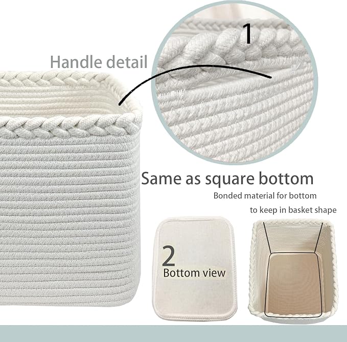 COMFY-HOMI Square Woven Cotton Rope Basket - Image 5