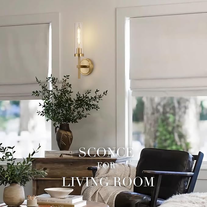 Hardwired Gold Wall Sconces Set of 2, Modern Bathroom Sconces Wall Lighting - Image 8