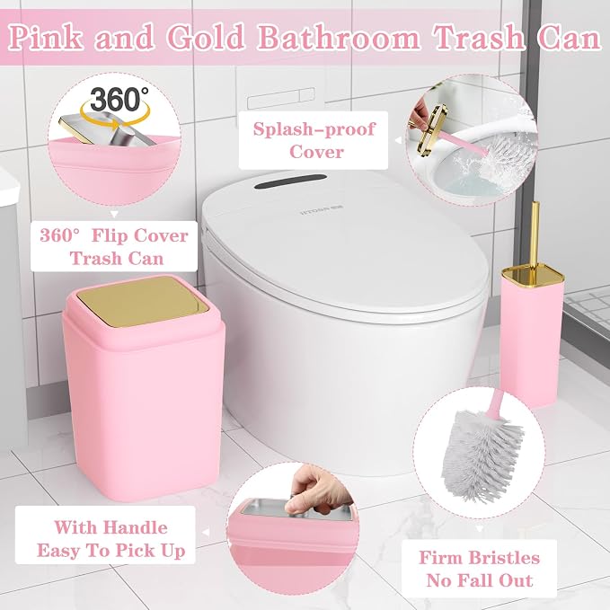 Pink Bathroom Accessories Set, Soap Dispenser, Soap Dish, Toothbrush Holder and - Image 5