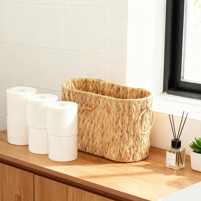 Toilet Paper Storage Basket, Water Hyacinth Toilet Paper Holder - Image 7