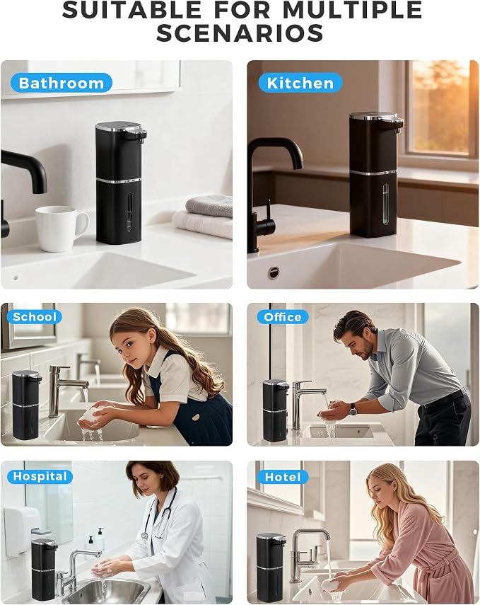 2 Pack Automatic Foaming Soap Dispenser, 13.5oz/400mL, USB Rechargeable - Image 9