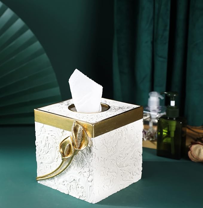 Hymmah Modern Square Tissue Box Cover Holder, Bathroom Accessories Decor Unique - Image 6