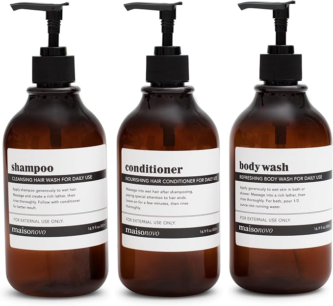 MaisoNovo Refillable Shampoo and Conditioner Bottles by MaisoNovo-TheArtofSustainableLiving