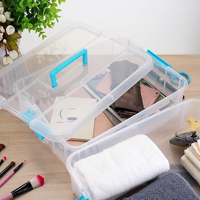 BTSKY 2 Layer Stack & Carry Box, Plastic Multipurpose Portable Storage - Image 2