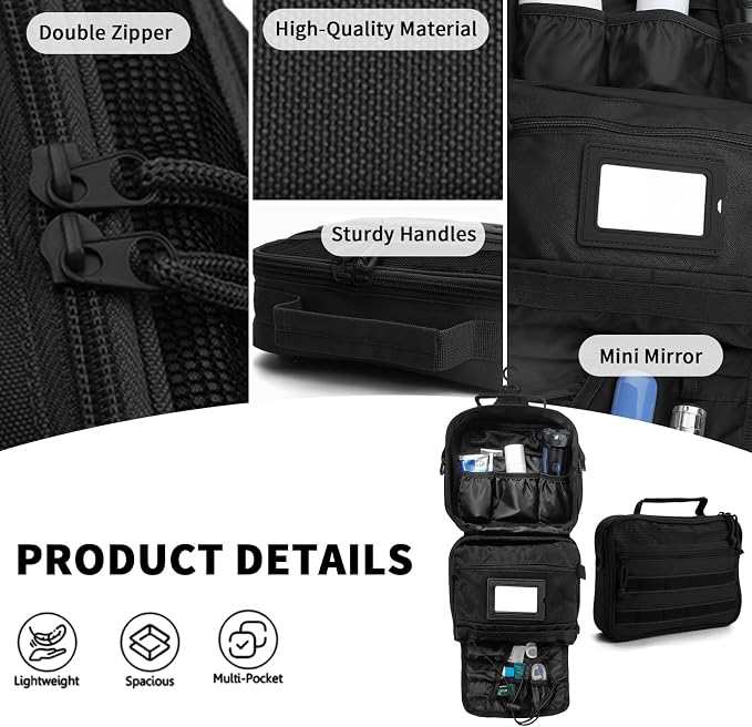 SMONT Toiletry Bag for Men Travel Toiletry Organizer Dopp Kit Travel Organizer - Image 4