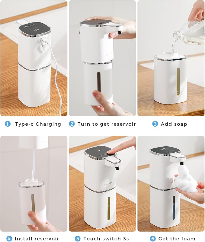 2 Pack Automatic Foaming Soap Dispenser, 400ml//13.53oz, USB Rechargeable - Image 8
