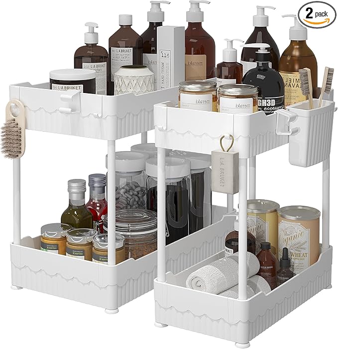 2 Pack Under Sink Organizer, Under Bathroom Cabinet Organizer by Sevenblue