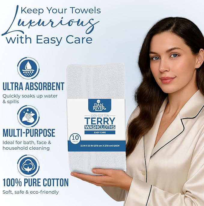 DAN RIVER 10 Pack Wash Cloths for Showering - Image 4