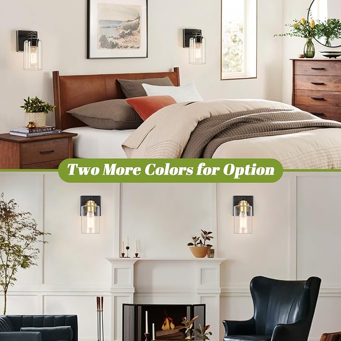 Set of 2 Wall Sconces for Bathroom, Modern Vanity Light Fixtures, Bronze Wall - Image 8