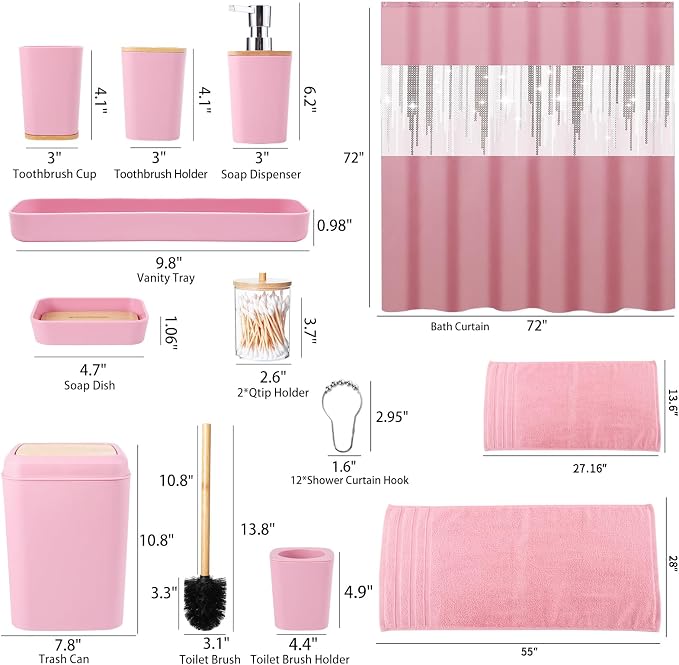 Pink Bathroom Accessories Set Bathroom Set - Image 6