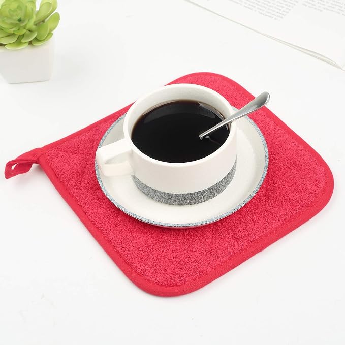 100% Cotton Kitchen Everyday Basic Terry Pot Holder Heat Resistant Coaster - Image 5