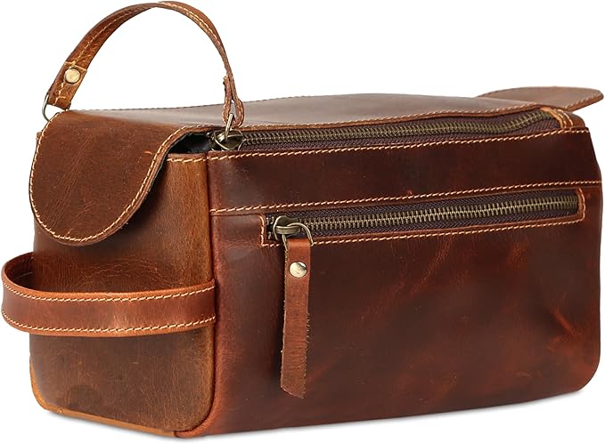 KomalC Premium Buffalo Leather Toiletry Bag by KomalC