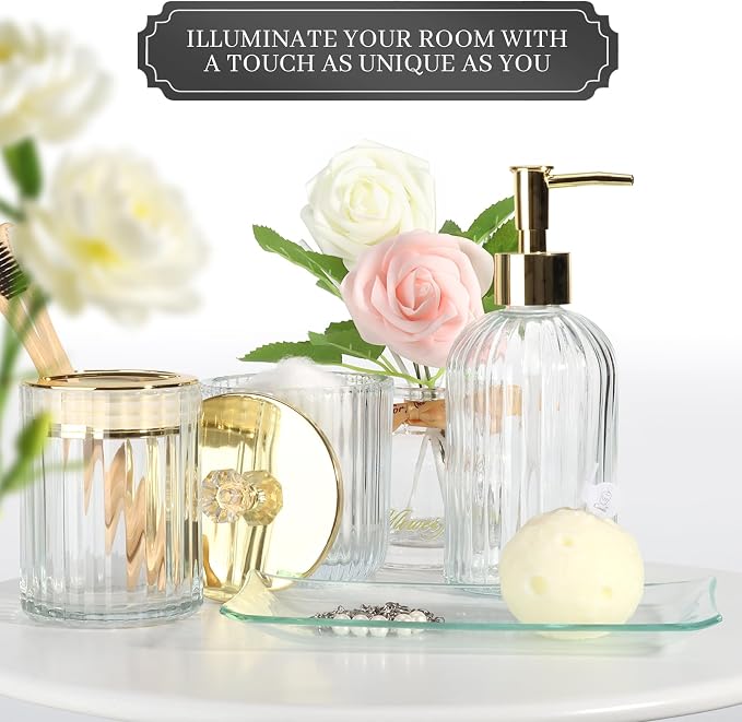 Designer Clear Glass Bathroom Accessories Sets - Image 6