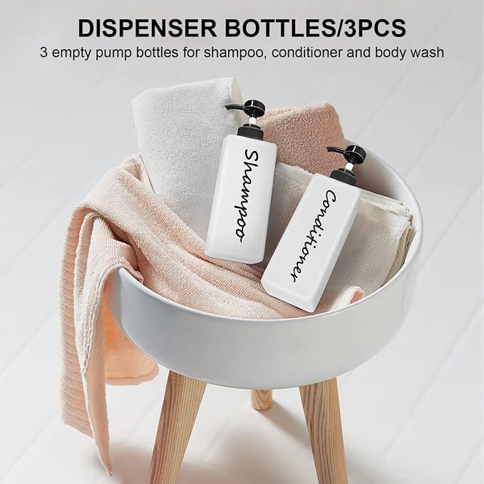 21oz Shampoo and Conditioner Dispenser Modern Refillable Shampoo Pump Bottles - Image 5