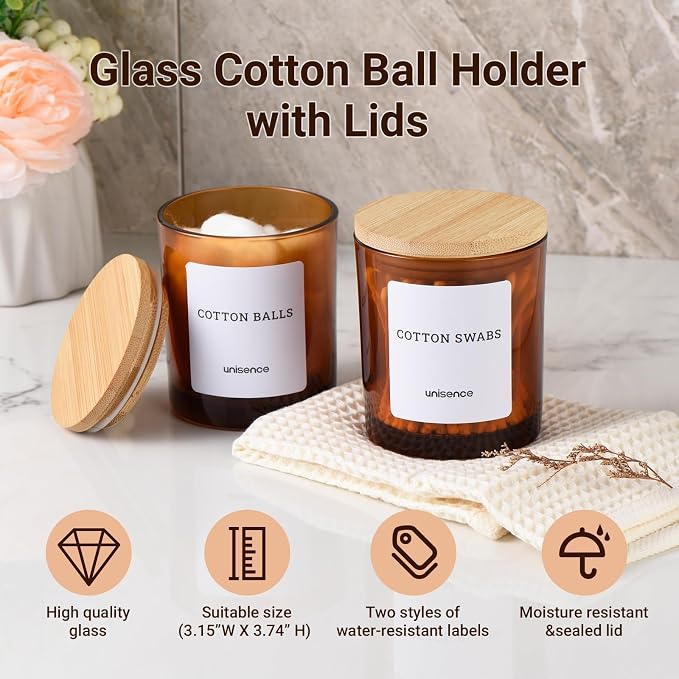 Glass Qtip Holder 2 Pack, Qtip Holder Dispenser Bathroom Set Bathroom - Image 7