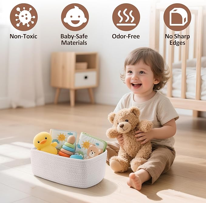 5-Pack Small Woven Rope Storage Baskets – 2 Sizes Organizer Bins - Image 4