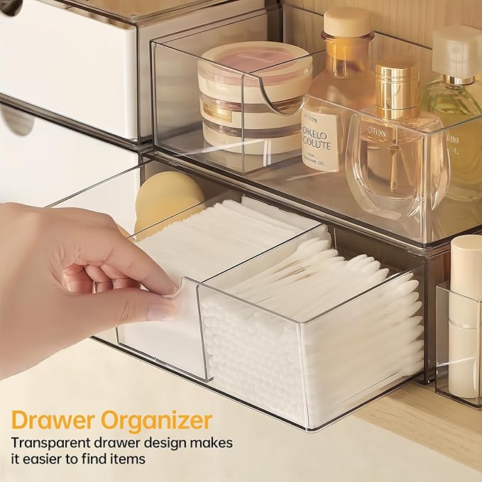 Medicine Cabinet Organizer 2 Pack, Stackable Storage Drawers - Image 4