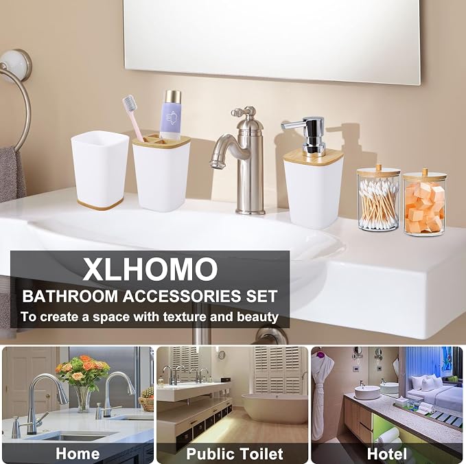 White Bathroom Accessories Set, 9 Piece Bathroom Accessory Set - Image 4