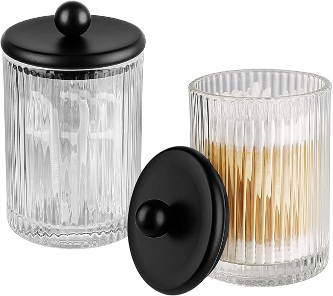 3Pack Glass Qtip Holder Dispenser Set - Image 2