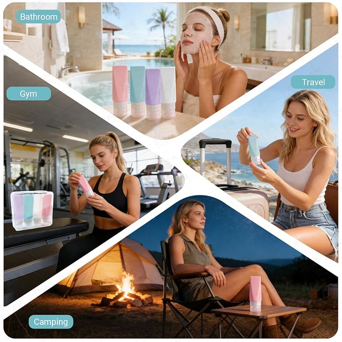 Travel Bottles Leak Proof, 3 oz TSA Approved Silicone Squeezable, Refillable - Image 7