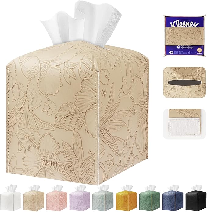 Tissue Box Holder Cover Square Tissue Cube Cover PU Leather Tissue Organizer by DecorateYourHome