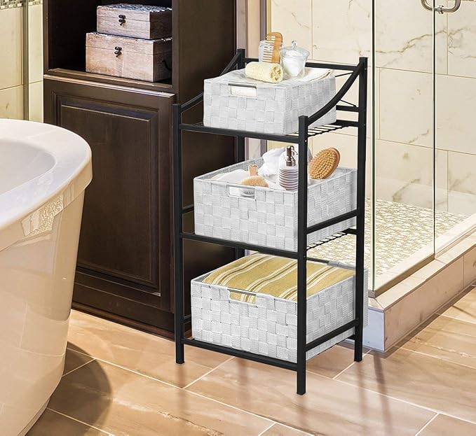 Sorbus Storage Baskets for Organizing, Mesh Hand-Woven Design, Linen Closet - Image 3