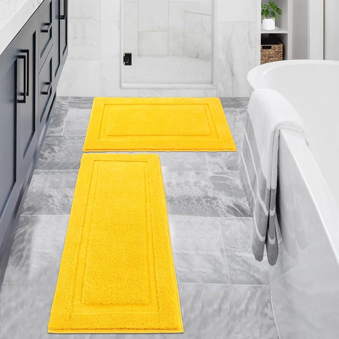 SHACOS Super Soft 2 Pieces Bathroom Runner Rugs Set Non Slip Washable 20x47+ - Image 8