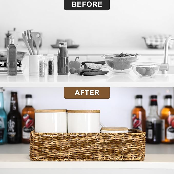 Small Wicker Basket for Toilet: Waterproof Storage Basket Organizing Over Tank - Image 6