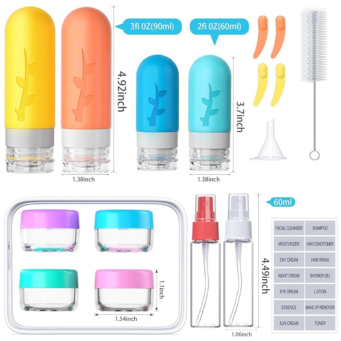 18pack Travel Bottles for Toiletries:Silicone TSA Approved-Containers for - Image 4
