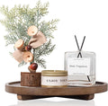 Round Decorative Tray Wood Bathroom Counter Organizer Farmhouse Kitchen Decor by zoocatia