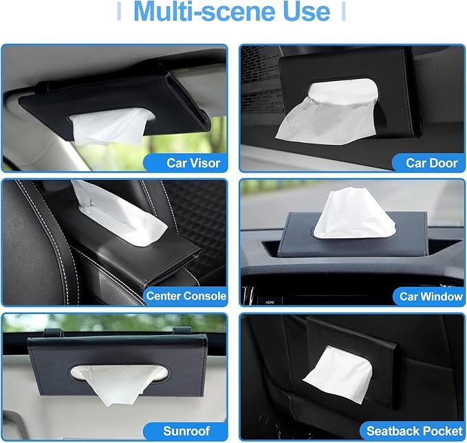 Car Tissue Holder, Upgraded Version Hanging Tissue Holder in Car, Premium PU - Image 6