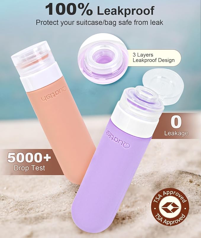 Quatish Travel Bottles for Toiletries, Original Patented Leak Proof Travel Size - Image 2