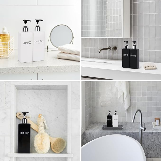 Segbeauty 6pcs Bathroom Soap Dispenser, 16.9oz Reusable Shampoo and Conditioner - Image 6